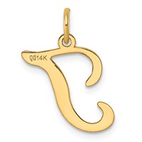 14K Yellow Gold Script Letter T Initial Charm view 3