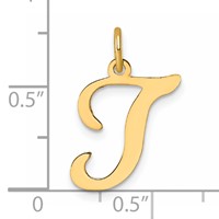 14K Yellow Gold Script Letter T Initial Charm view 4