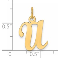 14K Yellow Gold Script Letter U Initial Charm view 4