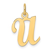 14K Yellow Gold Script Letter U Initial Charm view 1