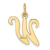 14K Yellow Gold Script Letter W Initial Charm view 3