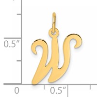 14K Yellow Gold Script Letter W Initial Charm view 4