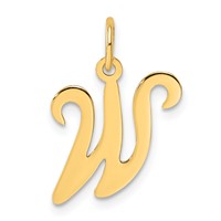 14K Yellow Gold Script Letter W Initial Charm view 1