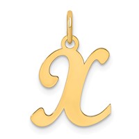 14K Yellow Gold Script Letter X Initial Charm view 1