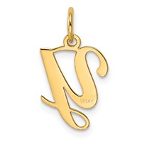 14K Yellow Gold Script Letter Y Initial Charm view 3