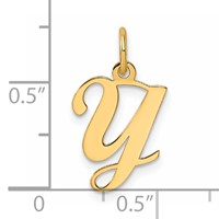14K Yellow Gold Script Letter Y Initial Charm view 4