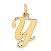 14K Yellow Gold Script Letter Y Initial Charm view 1