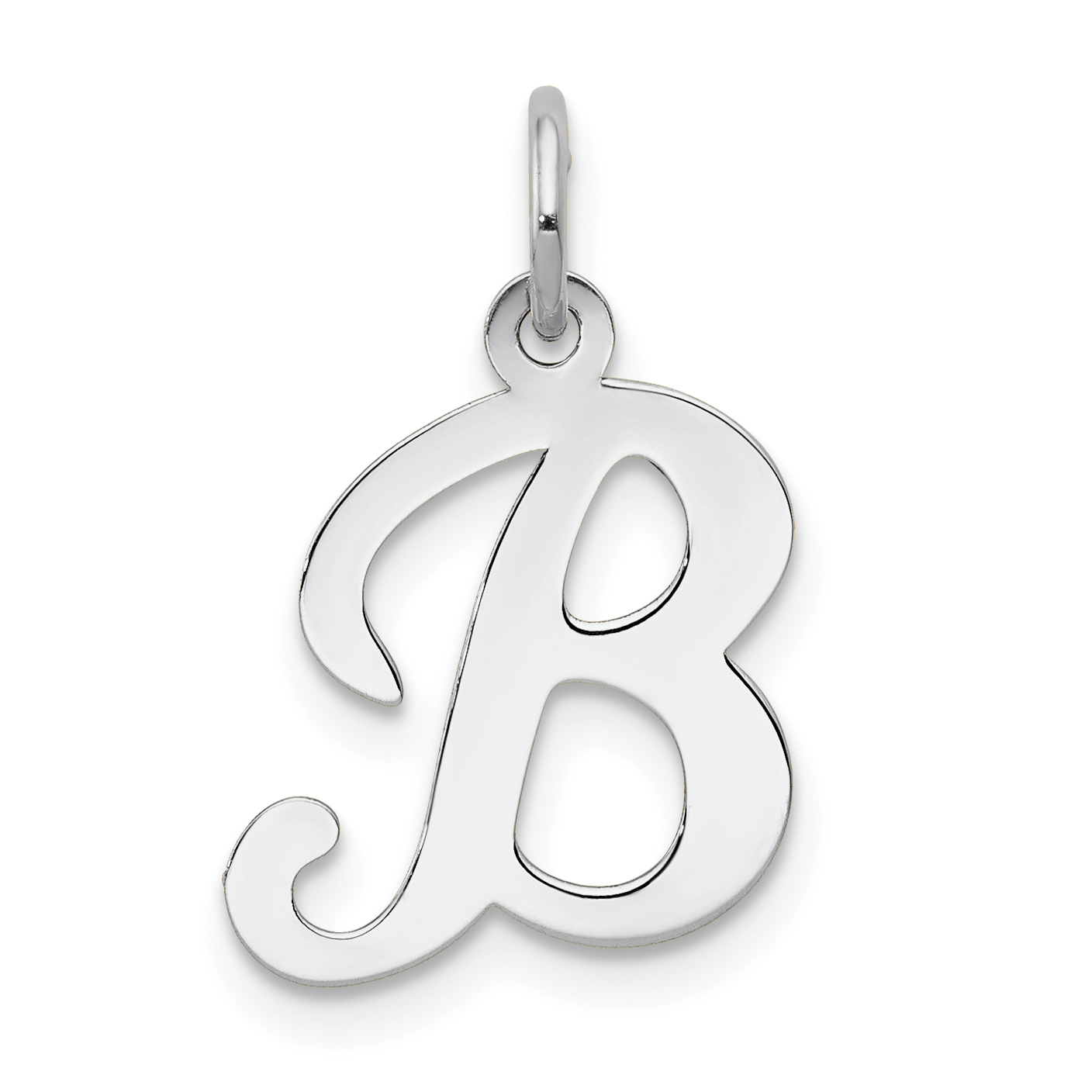 14KW White Gold Script Letter B Initial Charm (YC249B)