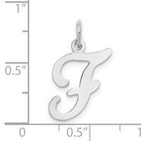 14K White Gold Script Letter F Initial Charm view 3