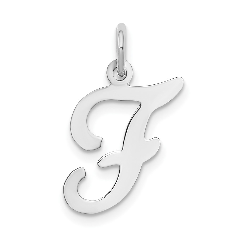 14KW White Gold Script Letter F Initial Charm