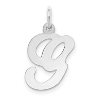 14K White Gold Script Letter G Initial Charm view 1