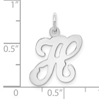 14K White Gold Script Letter H Initial Charm view 3