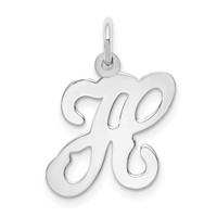 14K White Gold Script Letter H Initial Charm view 1