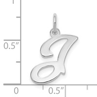 14K White Gold Script Letter J Initial Charm view 3