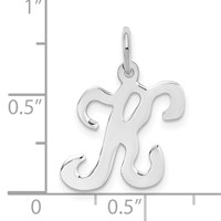 14K White Gold Script Letter K Initial Charm view 3