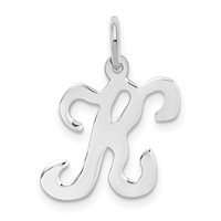 14K White Gold Script Letter K Initial Charm view 1