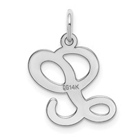 14KW White Gold Script Letter L Initial Charm view 3
