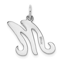 14K White Gold Script Letter M Initial Charm view 4