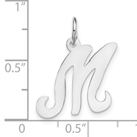 14K White Gold Script Letter M Initial Charm view 3