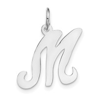 14K White Gold Script Letter M Initial Charm view 1