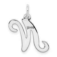 14K White Gold Script Letter N Initial Charm view 4