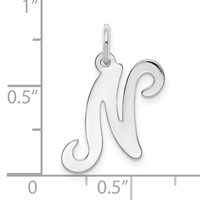 14K White Gold Script Letter N Initial Charm view 3