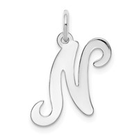 14K White Gold Script Letter N Initial Charm view 1