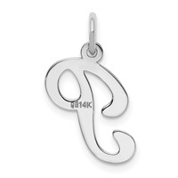 14K White Gold Script Letter P Initial Charm view 4