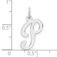 14K White Gold Script Letter P Initial Charm view 3