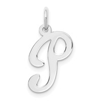 14K White Gold Script Letter P Initial Charm view 1
