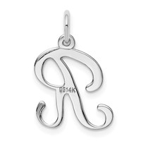 14K White Gold Script Letter R Initial Charm view 4