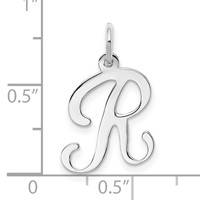 14K White Gold Script Letter R Initial Charm view 3