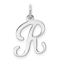 14K White Gold Script Letter R Initial Charm view 1