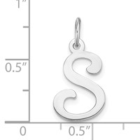 14KW White Gold Script Letter S Initial Charm view 3