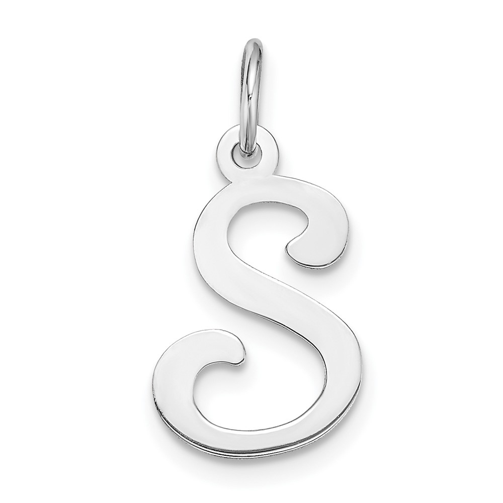 14KW White Gold Script Letter S Initial Charm
