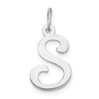 14KW White Gold Script Letter S Initial Charm view 1