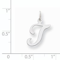 14KW White Gold Script Letter T Initial Charm view 3
