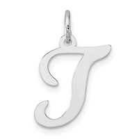 14KW White Gold Script Letter T Initial Charm view 1