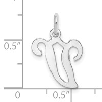 14K White Gold Script Letter V Initial Charm view 3