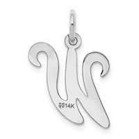 14K White Gold Script Letter W Initial Charm view 4