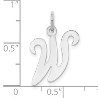 14K White Gold Script Letter W Initial Charm view 3