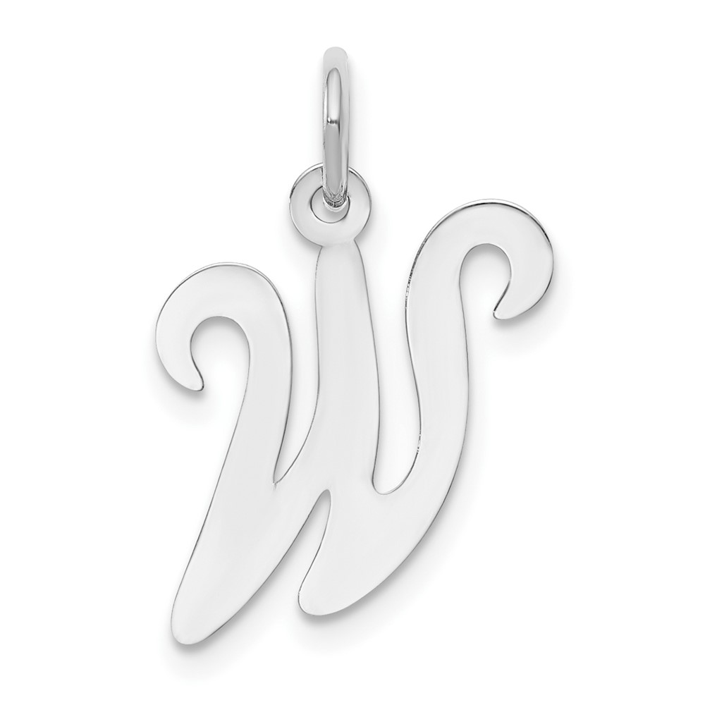 14K White Gold Script Letter W Initial Charm