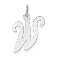 14K White Gold Script Letter W Initial Charm view 1