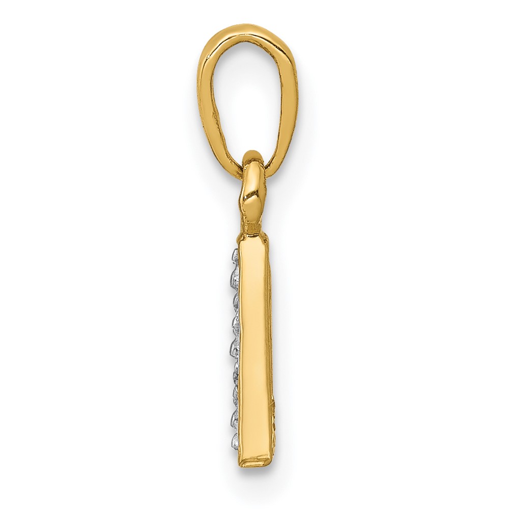 14KY with Rhodium Diamond Letter A Initial Pendant (YC250A)