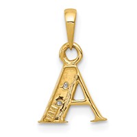 14K Pendant with Rhodium Diamond Letter a Initial view 4
