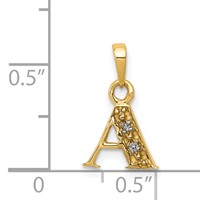 14K Pendant with Rhodium Diamond Letter a Initial view 3
