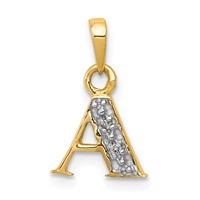 14K Pendant with Rhodium Diamond Letter a Initial view 1