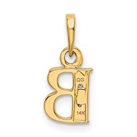14K Pendant with Rhodium Diamond Letter B Initial view 3