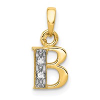 14K Pendant with Rhodium Diamond Letter B Initial view 1