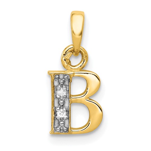14K Pendant with Rhodium Diamond Letter B Initial